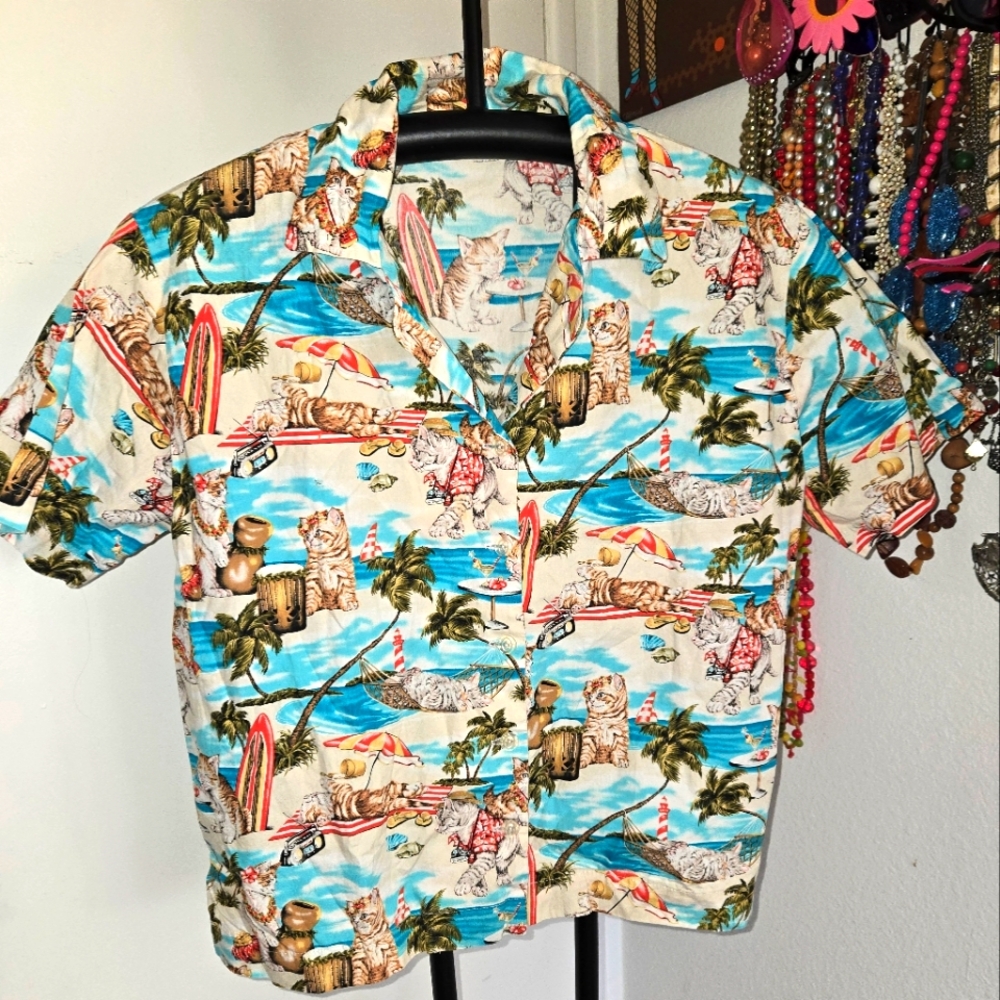 Cat Themed Hawaiian Shirt